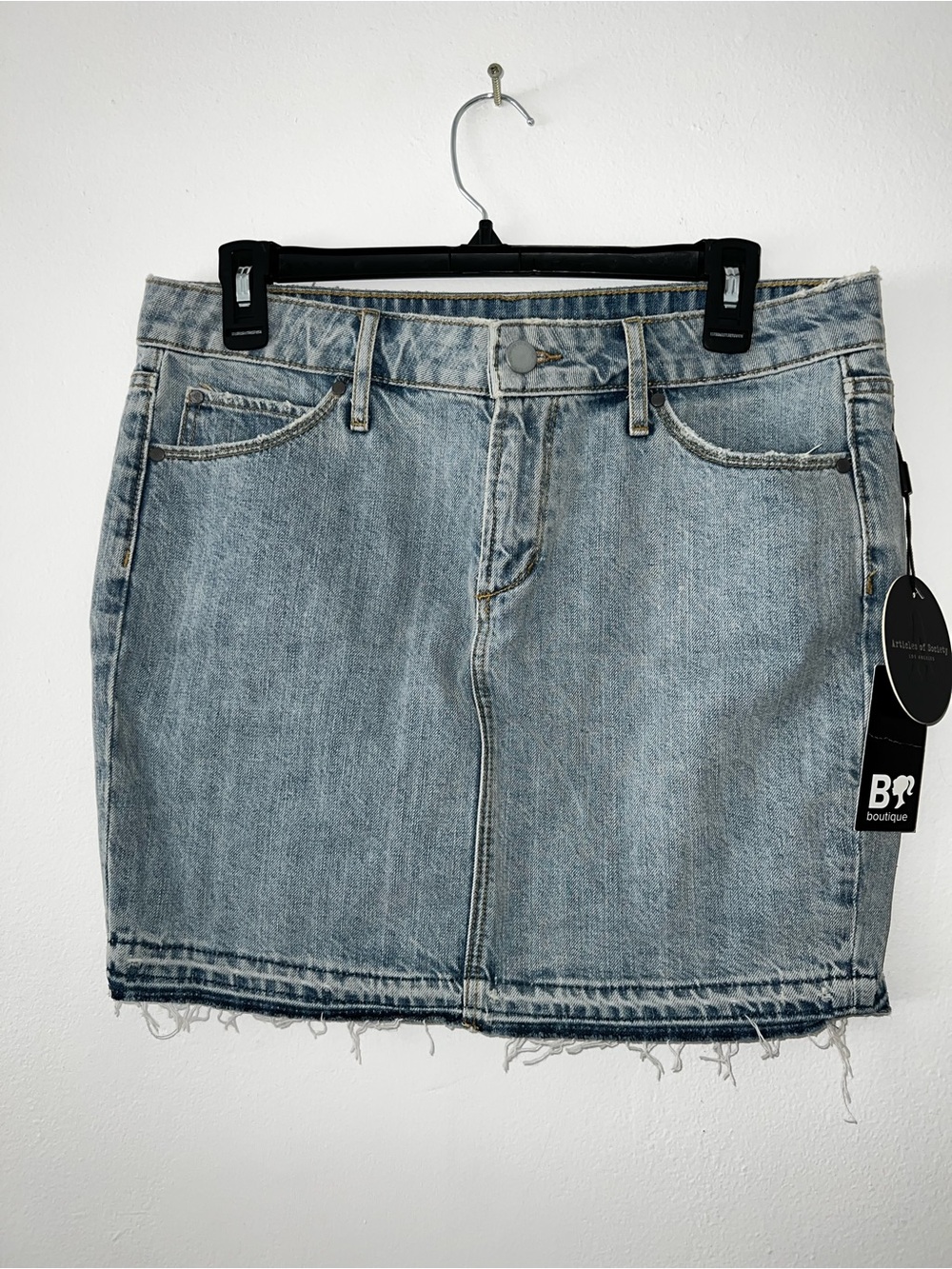 Articles of society 100% cotton denim skirt- Casual Frayed Hem